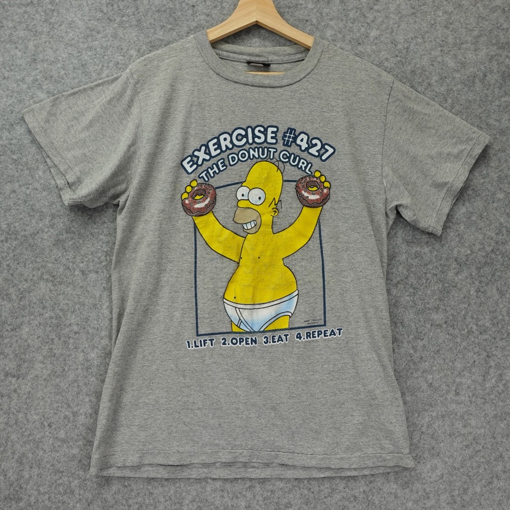 Simpsons Homer Vintage T Shirt MEDIUM Single Stitch Exercise 427 Donut Curl 2002